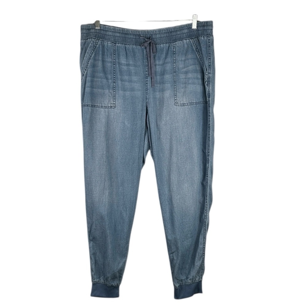 Seven7 Chambray Flowy Casual Coastal Classic‎ Elastic Waist Jogger Pants Size XL